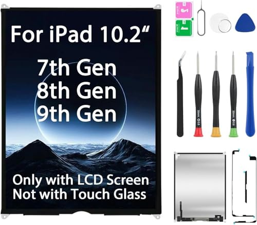 JQYDZH Display LCD di ricambio per iPad 7/8/9° generazione 10,2 (A2197 A2198 A2200 A2270 A2428 A2429 A2430 A2602 A2603 A2604 A2605) - Kit di riparazione per iPad 7 | 8 | 9 (senza vetro touchscreen)