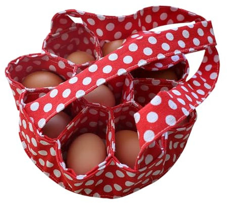 WUUISDNX Eierhaus für 12 Eier Eierlösung Pinguin zum Kochen Eierbeutel Frische Eier Kochkörbe Polyester Ei Eierkochen, Rote Punkte