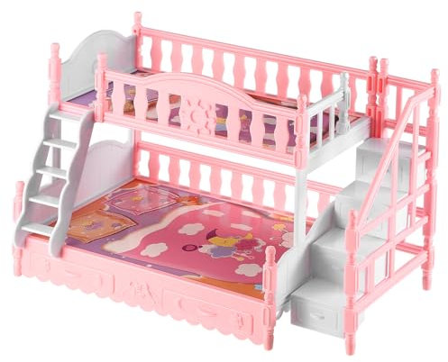 PERSELOSO 1 12 Etagenbetten Etagenbett für Puppen Puppenhausbett Puppenhauszubehör stockbett bunk Bed Puppenhausmöbel kopfkissen Etagenbett-Ornament Mini- -Puppenbett Plastik