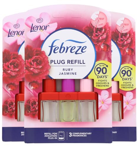 3x Febreze Rubin Jasmin Nachfüller für Duftstecker je 20ml Blumig & Frisch