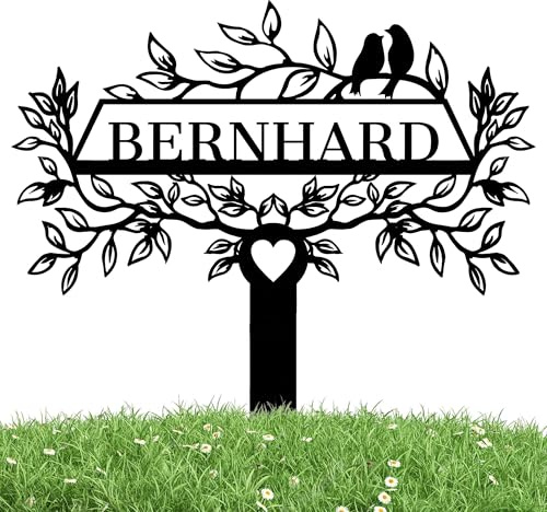 SJZUISL Personalisiertes Gartenschild aus Metall, Personalisiertes Gartenschild für Gartengeschenke im Freien, personalisiertes Straßenschild mit Pfahl, Hausadressennummern für Rasen