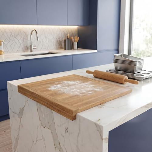 Backbrett XXL Teigbrett & Schneidebrett aus Eiche – 50×40 cm – Handgefertigt, massiv & perfekt geschliffen – Arbeitsplatte Holz für Teig, Brot & Gemüse