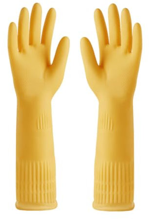KIXZSAZ 2X Guanti di Gomma Gadget da Cucina Attrezzo da Giardinaggio Esecuzione Squisita Impermeabile Multiuso Cortile Lavastoviglie Guanto, Giallo, S