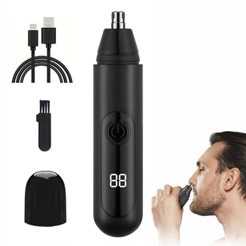 Nose Hair Trimmer, Nose Trimmer for Men and Women, USB Rechargeable, Waterproof (Black)