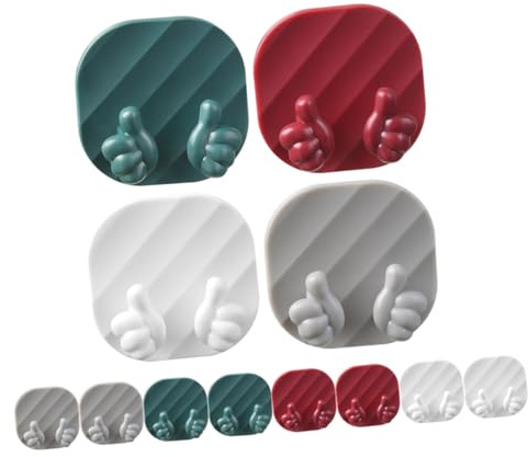 HOMSFOU 12pcs Thumb Hooks Wall Adhesive Power Plug Holders Plastic Cable Retainer Cord Organizer for Home Kitchen Office