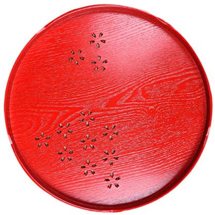 Holibanna Plateau de Service Rouge Décoratif pour Cérémonie de Mariage Support Pratique pour Service de Thé pour Fruits et