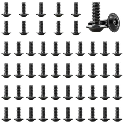 Niaciswe M6x14 Tornillos de cabeza Allen Acero Inoxidable 50 Piezas tuercas Rosca Completa Negro Óxido avellanada cabeza para diversos taladros eléctricos y llaves hexagonales