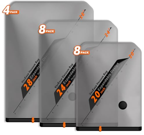 Vacbird Vakuumbeutel für Kleidung, 20 Stück (8x 40x54cm, 8x 47x64cm, 4x 54x74cm), Platzsparend Vakuumierbeutel für Kleidung – Speziell für Reisen und Kofferorganisation