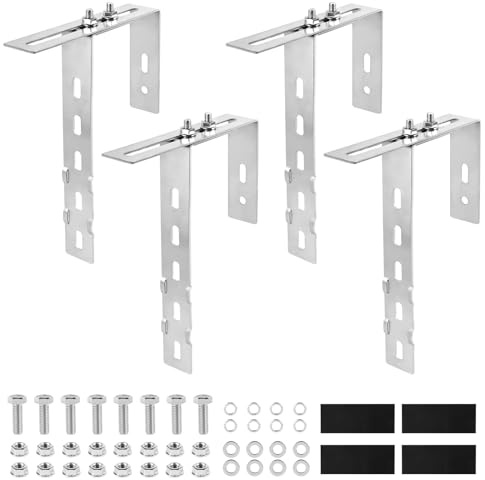 SUPAWAY 4x Balkonhalterung für Solarmodule Haken, Einstellbare 6-18cm Balkonkraftwerk Haken, Edelstahl 304 Dicke 2mm, Solarpanel Halterung mit Schrauben Set für Eckig Runde Geländer, Kein Bohren