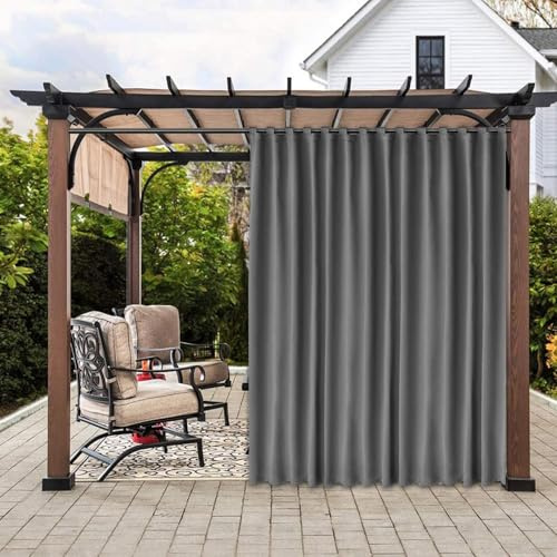 Wasserdichte Outdoor-Vorhänge für Terrasse, Sichtschutz und Verdunkelung, Sonnenschutz für Pavillon und Terrassentür, Wärmeisolierung und Sonnenschutz, Grau, 2,8 x 2,5 m