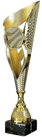 tecnocoppe Coupe trophée dorée 35,00 cm, base en marbre noir, disponible en 3 hauteurs