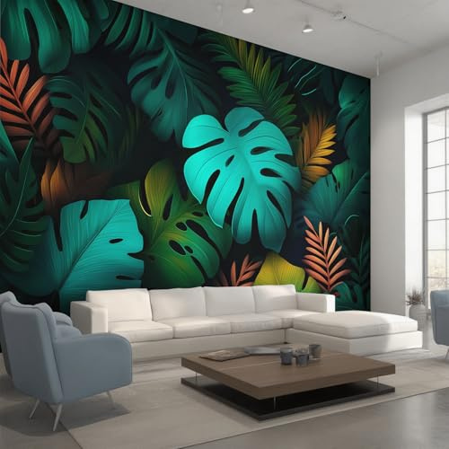 Generisch Tapete Monstera, Tropische Dschungel Palmen Blätter Fototapete Wohnzimmer Schlafzimmer Tapeten, Vliestapete Wandtapete, Mustertapete Wanddeko 150x105 cm (B x H) Y&W26