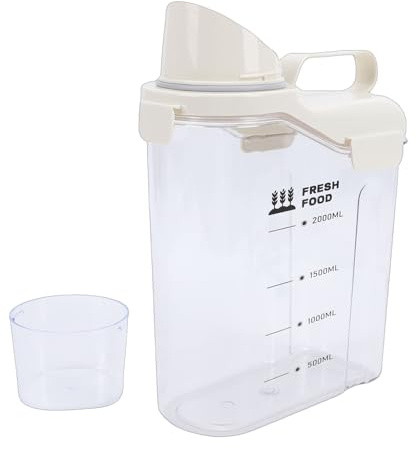 Fabater Contenitore Ermetico per la Conservazione del Riso, a Prova di Perdite, con Beccuccio per Versare, Dispenser per Cereali, con Misurino, in Plastica per Alimenti, per L'organizzazione della