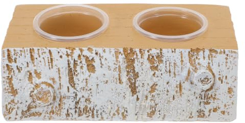 PRETYZOOM Khaki Resin Shallow Bowl with Nonstick Coating and Hanging Feeding Ledge for Chameleon and Gecko in Reptile Terrarium or Reptile Tank