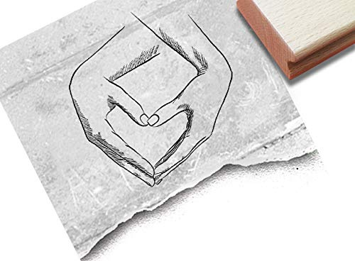 Stempel - Motivstempel HERZ in Händen - Bildstempel Liebesgrüße Geschenk Valentinstag Verlobung Hochzeit Karten Gastgeschenk Tischdeko - zAcheR-fineT