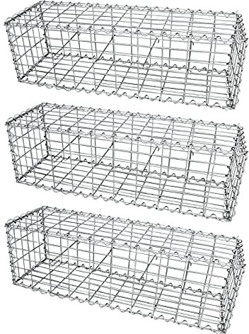 MonsterShop - 3 Gabbioni Metallici per Sassi da Giardino e da Esterno 100cm x 30cm x 30cm in Acciaio Galvanizzato
