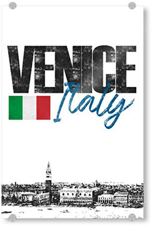 artboxONE Acrylglasbild 30x20 cm Städte Venedig Skyline minimalistisch - Bild Italien Europa Flagge