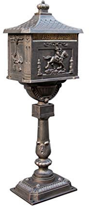 KONGY Boites Aux Lettres, Verrouillable Imperméabiliser Boîte Aux Lettres Verticale Style Vintage Américain Élégance Maison Métal Letterbox Boites Aux Lettres sur Pied (Couleur : Bronze)