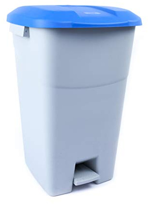 tayg - 60 Liter Abfallbehälter mit Pedal, grauem Boden und blauem Deckel