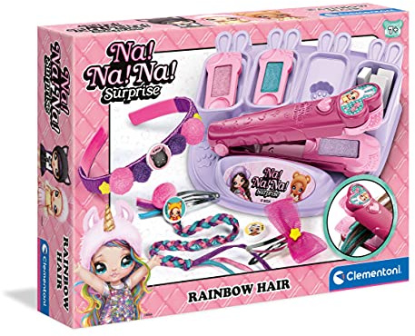 Clementoni 18657 NA Surprise-Rainbow Hair-Haarset, Haar Farbkreide-Kinder Bastelsets 7 Jahre alt, Mädchen Haarschmuck Machen Kit, Mehrfarbig