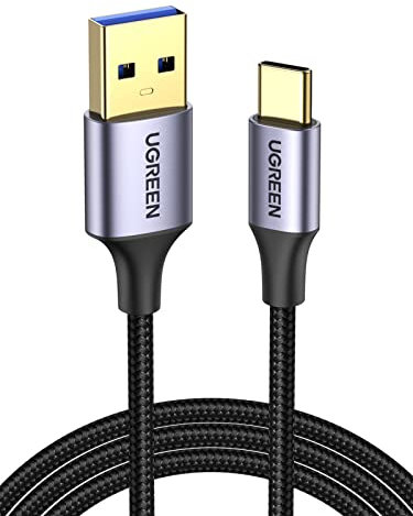 UGREEN Cavo USB C a A 3.0 5 Gbps, Cable Tipo C in Nylon Compatibile con iPhone 16/15 Plus Pro Max, Oculus Quest, Galaxy S24 S23 S22, Redmi Note, Pixel 9 8 7. 1M
