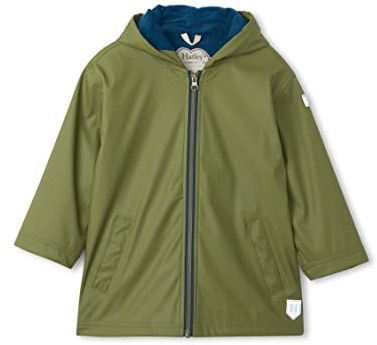 Hatley unisex stänkjacka med dragkedja för barn, Skogsgrön och marinblå, 3 år