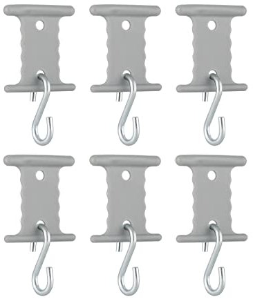 AUTOLIGHT 24 6 x Aufhänger mit S-Haken für Kederschiene 5/6mm und 7/8mm Markisenhaken Vorzelt-Kleiderbügel Camping Wohnwagen Metall/Kunststoff