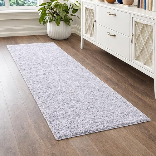 Teppich-Traum Moderner Shaggy Teppich Hochflor Uni Hellgrau 80x150 cm | Weich und flauschig, pflegeleicht, langlebig, formstabil, saugrobotergeeignet, OEKO-TEX geprüft, Wohnzimmer, Flur & Diele
