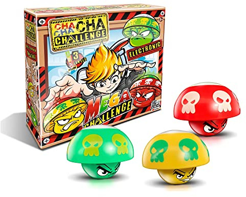 ChaChaCha Challenge - Mega Challenge, Juguetes con retos de Habilidad coleccionables, 3 Setas con luz para Jugar Solo o con Amigos, 3 modalidades, niños y niñas + 5 años, Famosa (700017333)