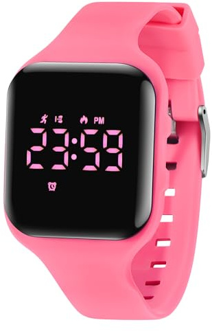 aswan watch digitalklocka, barn, flickor, pojkar, med stegräknare, väckarklocka, stoppur, ljus, datum, sportarmbandsur utan app och mobiltelefon med silikonarmband