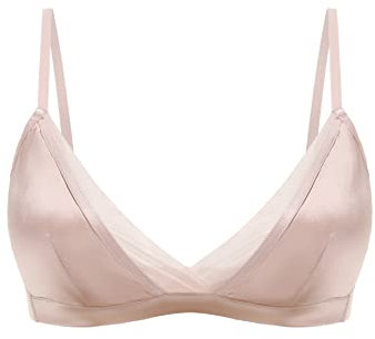 SilRiver Reggiseno da Donna in Pizzo Senza Ferretto, Coppa in Morbida Seta con Imbottitura Rimovibile (Rosa, M)