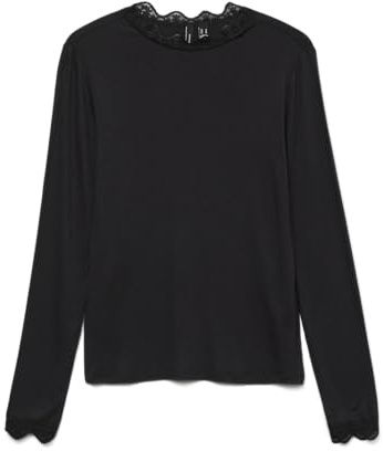 VERO MODA Camiseta de Manga Larga para, Negro, M