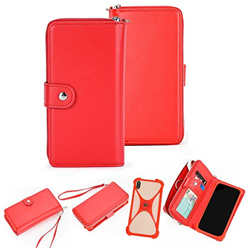 K-S-Trade Protective Case For Oppo Find X6 2in1 Wallet Case Mobile Phone Cover With Bumper Compatible With Oppo Find X6 Bag Sleeve Cellphone Smartphone Red (1x)