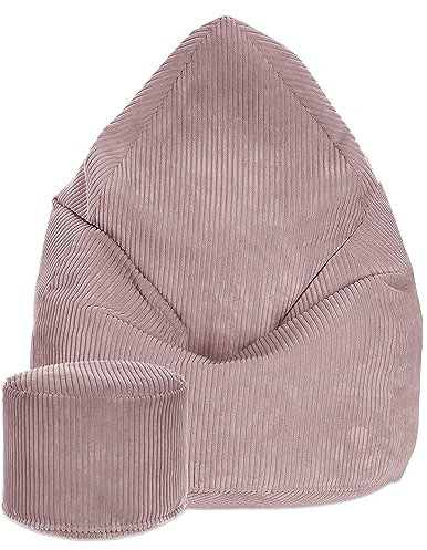 DreamRoots Sitzsack Cord Erwachsener Sitzsäcke Jugendlicher Teenager 80x80x120cm - Sitzsack mit Füllung, Hocker, Lehne und Bezug - Bean Bag Chair - Sitzkissen Boden - Chill Sack