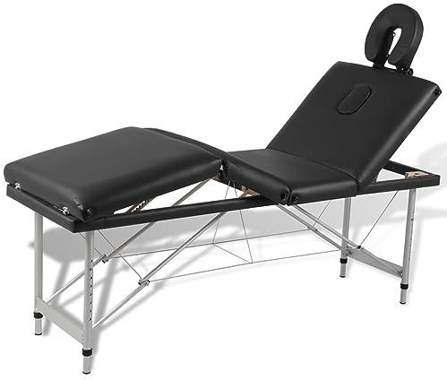 ZEYUAN Massagetisch mit Aluminiumrahmen, faltbar 4 Zonen Schwarz, Massageliege, Massage Bett, Massage Table, Behandlungsliege, Massage Liegestisch, Therapieliege