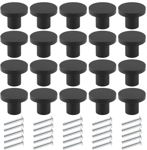 APACALI 20 Stück Schrankknöpfe Schwarz, Möbelknöpfe aus Aluminiumlegierung, Runde Türgriffe, Möbelknopf Schwarz, Runden Schrankknöpfe für Schrank, Kleiderschrank