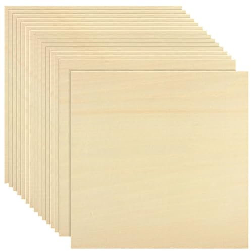 AHAQU Lot de 15 feuilles de contreplaqué, 300 x 300 x 3 mm, planches de bois brut pour loisirs créatifs, peinture, modélisation, gravure chantournée, décoration d'intérieur