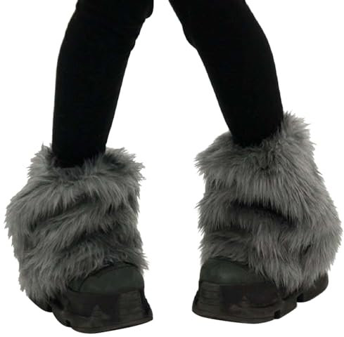 Damen Kunstpelz Beinwärmer Legwarmers Plüsch Gestrickte Knopf Stulpen 80er Jahre Accessoires Sexy Damen Bein Stulpen Beinwärmer Kurz Beinlinge Strumpf Fasching Karneval Tanzen Aerobic Kostüm