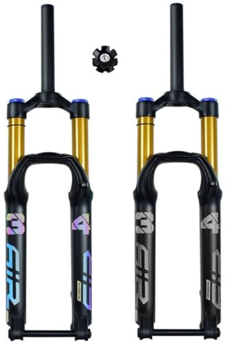 1-1/8 Gerades Fahrrad Trekking Air Supension Frontgabel 27.5 29 Zoll Mountain Front Gabel Mountainbike Federgabel Reisen 140mm Steckachse 15 * 100mm Für Scheibenbremse ( Color : Gold manual , Size : 2