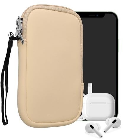 kwmobile Neopren Handytasche für Smartphones M - 5,5 - Handy Tasche mit Reißverschluss - Handyhülle universal Creme