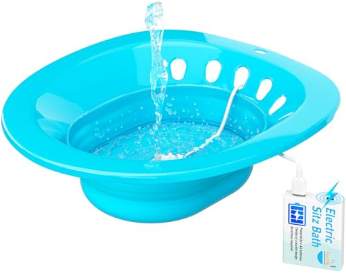 Pochik Sitz Bath, Electric Sitz Bath for Hemorrhoids, Sitz Bath for Toilet Seat, Postpartum Care, Automatic Flushing, Sits Bath Kit for Women, Unisex Sitz Bath Seat for Soak, Collapsible, Deeper Bowl