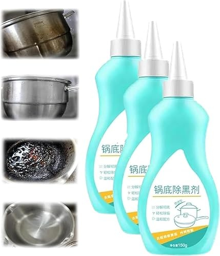 loutlo Detergente gel per fondo di pentole, detergente per pentole in acciaio inox, detergente per la pulizia delle incrostazioni di grasso ostinato e sporco (3 pezzi)
