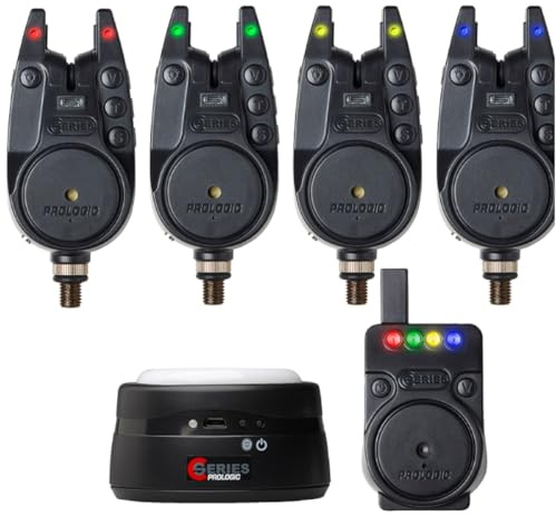 Prologic C-Series Pro Alarm Set 4+1+1 Red/Grn/Y/B - Bissanzeiger Set, Bissmelder zum Karpfenangeln, Angelzubehör