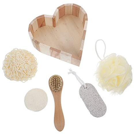 MAGICLULU Bath Box Heart-Shaped Facial Foot File Bathing Scrubber for Women Shower Foot Stone and Body Exfoliating Tools for Spa Day
