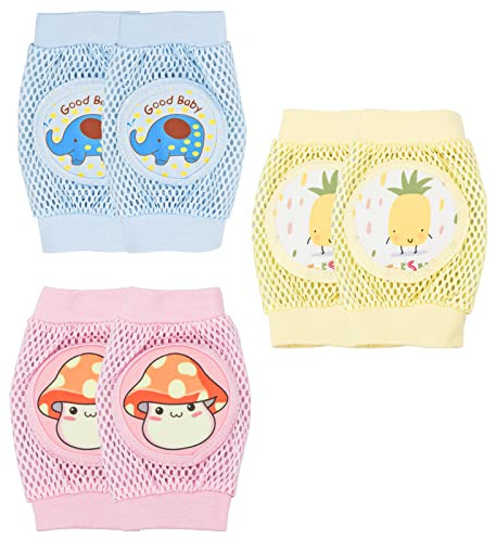 Shengxi 3 Paar Baby Knieschoner zum Krabbeln Mädchen und Junge Atmungsaktive Mesh Knieschoner Knieschützer mit Schwamm für Kleinkinder Elastische Baby Krabbelhilfe Knieschützer für Alter 0-4