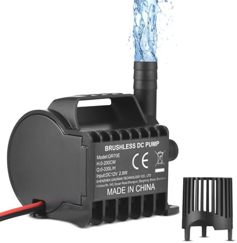 Irishom 12V Submersible Water Pump Electric 500L/H Small Fountain Pump with Max 4.9ft Lift, 1.6ft Wire and Suction Cup Base, Portable Mini Pump for Fish Tank, Pond, Aquarium, Pet Drinking