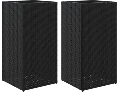 vidaXL Pflanzkübel 2 STK. Schwarz 40x40x80 cm Poly Rattan