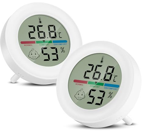 Thlevel 2PCS Digital Hygrometer Room Indoor Thermometer Mini Thermohygrometer Ambient Humidity Sensor Temperature Monitor for Bedroom Incubator Greenhouse