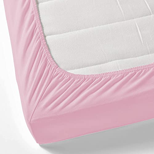 GREATOYAR Sábana Bajera Ajustables, Sábana Bajera Cama, Ropa de Cama, Sábana Cómoda, Protector de Colchón, Ropa de Cama, 100% Polyester, Cama 90x190cm, Cama 90x200cm, Rosa