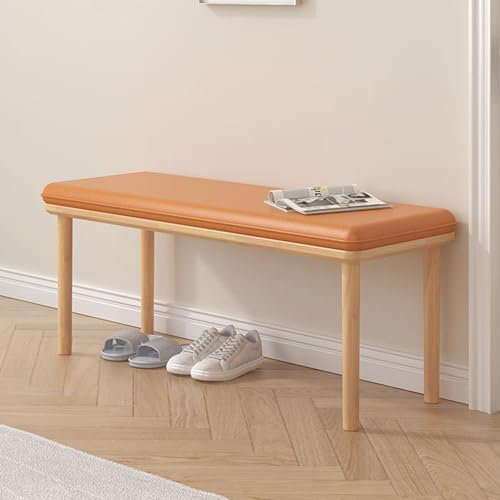 RTYHN Schuhbank mit Sitzkissen Sitzbank Fußbank mit Holzbeine Leder Polsterbank Essbank Bettbank Sitzhocker Schlafzimmer für Eingangsbereich